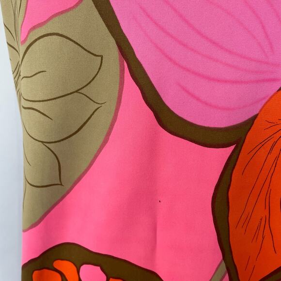 Vintage 70s Maxi Skirt Medium Large Hot Pink Floral Boho Neon Retro Hippie MCM - Picture 12 of 16